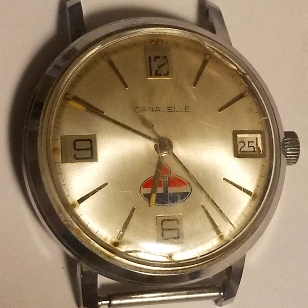 Silver Caravelle Watch with Gold Dial